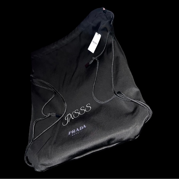 Baby-Pink/Black Reversible Prada Beauty (Satin-Lined) Drawstring Backpack - Picture 13 of 16